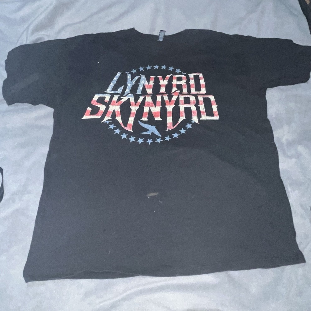 M&O Lynyrd Skynyrd Stars & Stripes American Flag Logo Music Band Tee Shirt XXL